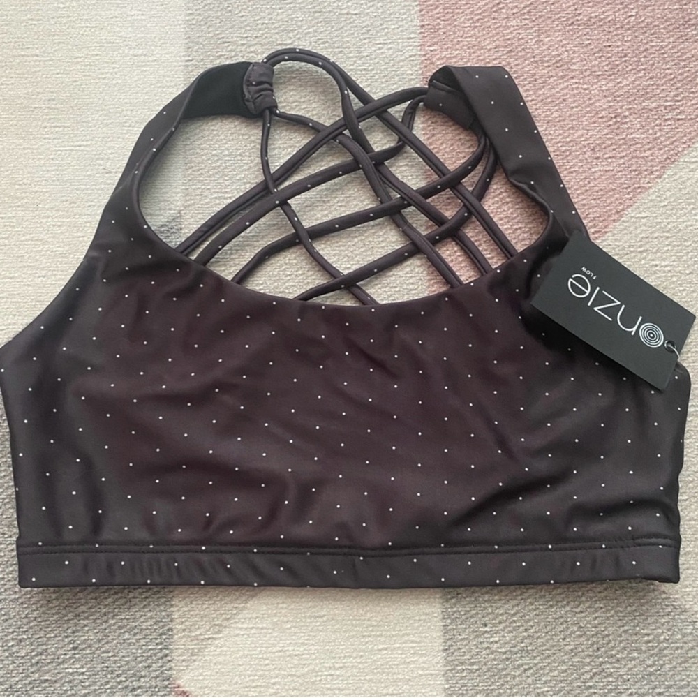 Onzie Black Sports Bra with White Dots